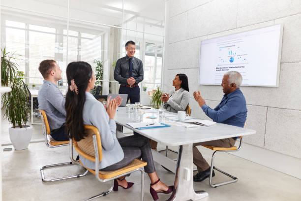 istock Applauding on successful business presentation! 1742091960