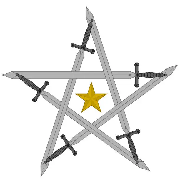 Vector illustration of medieval swords forming a star