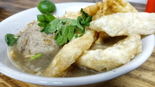 istock bakso cuanki is Snack food from West Java, Indonesia containing meatballs, batagor, tofu and noodles. popular food in Indonesia. 1742098946