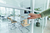 Opening glass door of an office!