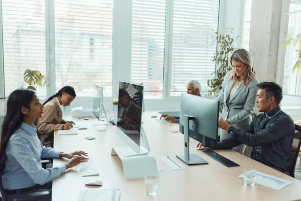 istock Working day in a modern corporate office! 1742103869