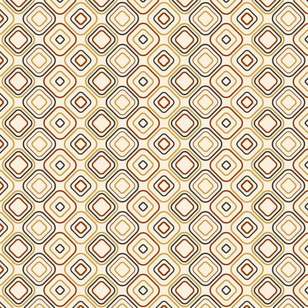 istock Abstract geometric seamless pattern. Element design with square shapes of line art in dark blue, red, and yellow on beige backgrounds. 1742112957