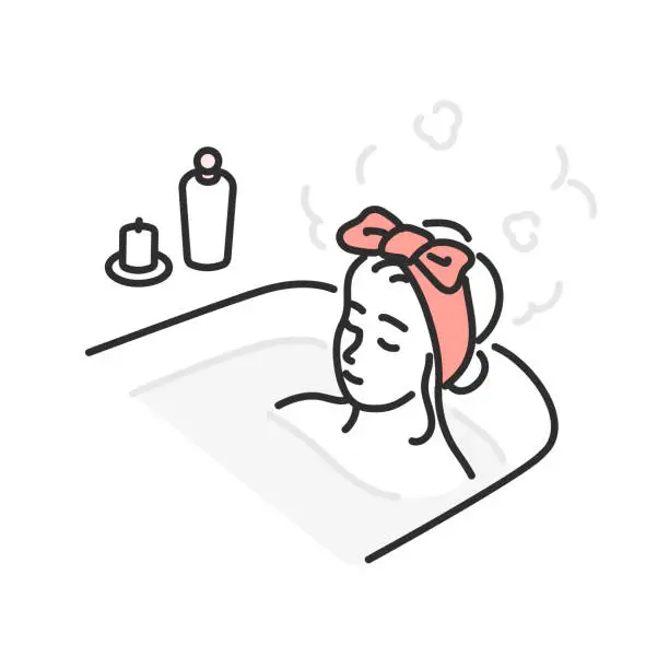 Vector illustration of Relaxing in the bath