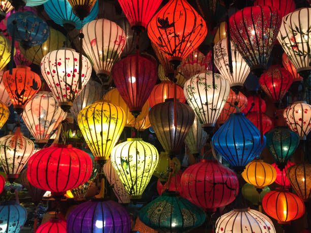 istock Paper lanterns lighted up on the streets 1742127336