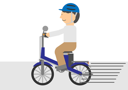 Image illustration of a person riding a full electric bicycle