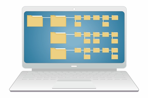 Organization File Maps Catalouges On Computer Laptop Isolated Vector ...