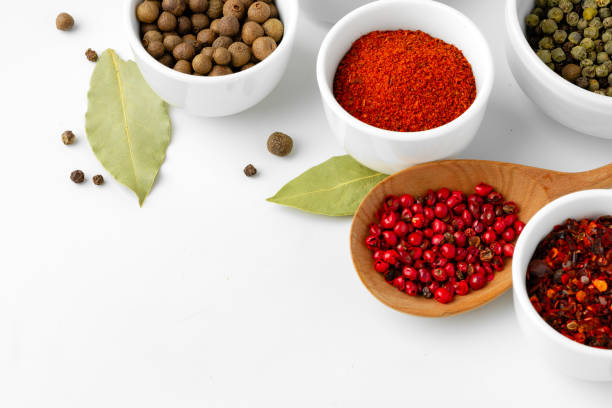 istock Various spices in a bowls on white background 1742139948