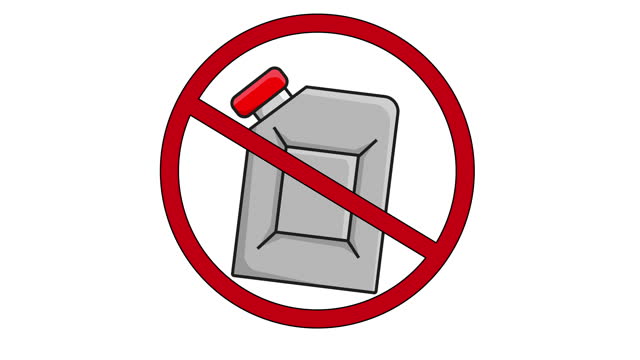 animation of the prohibited icon and the jerry can icon