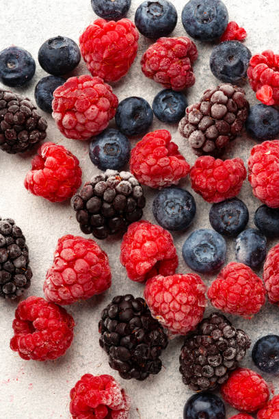 istock Close up of frozen mixed berries for a background 1742192970