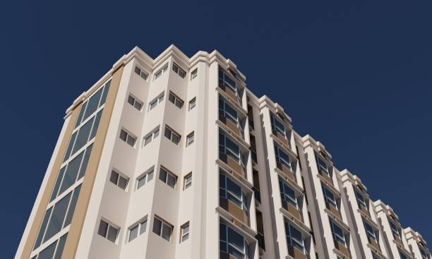 istock View of hotel building over blue sky scene 1742207605