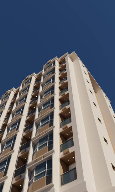 istock View of modern hotel over blue sky scene 3d render 1742208012