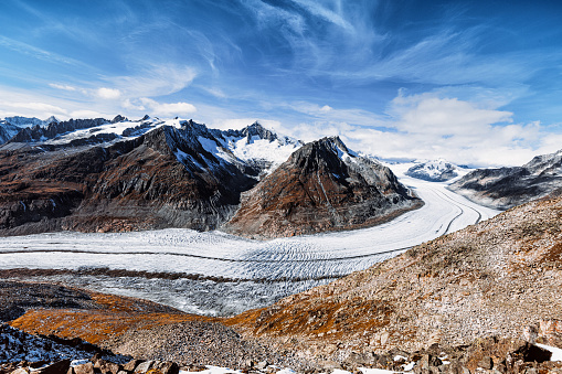 Morteratsch glacier, Swiss canton of Graubuenden (6 shots stitched)