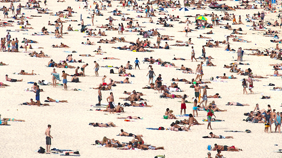 Crowded Bondi Beach in Sydney, Australia