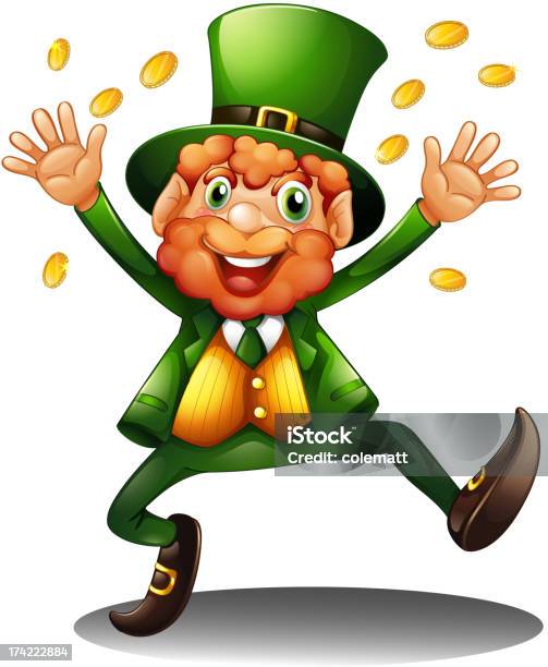 Alter Mann Werfen Münzen Für St Patricks Day Stock Vektor Art und mehr Bilder von Alter Erwachsener - Alter Erwachsener, Bildkomposition und Technik, ClipArt