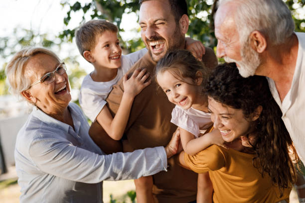 istock Cheerful extended family having fun in nature. 1742233333