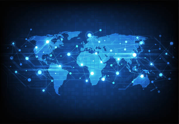 istock Global network connection. World map point and line composition concept of global business. Vector Illustration 1742253274
