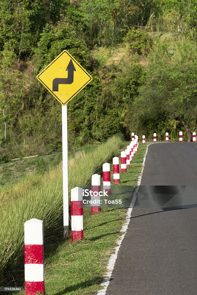 Road sign warnt - Lizenzfrei Asphalt Stock-Foto