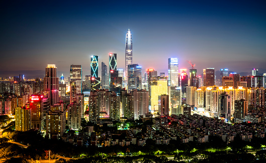 Modern financial skyscrapers in Shenzhen, China