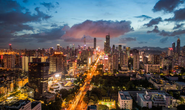 istock Shen zhen night city scape 1742265034