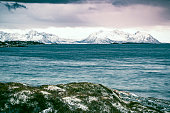 Sunset view on Hadseløya island from Langøya on the Vesteralen in Norway