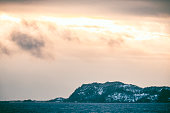 Sunset view on Hadseløya island from Langøya on the Vesteralen in Norway