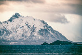 Sunset view on Hadseløya island from Langøya on the Vesteralen in Norway