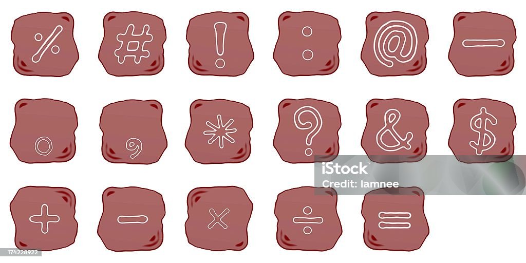 Czerwonawo brązowy Kamień matematycznych i komputer Symbol - Zbiór ilustracji royalty-free (Alfabet)