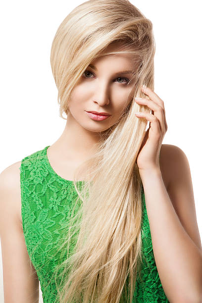 Portrait of beautiful blonde woman stock photo