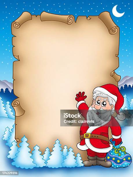 Christmas Parchment With Santa Claus 5 Stock Photo - Download Image Now - Adult, Adults Only, Art