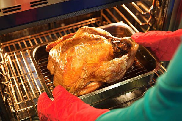 Thanksgiving Roast Turkey with Stuffing Fresh from the Oven