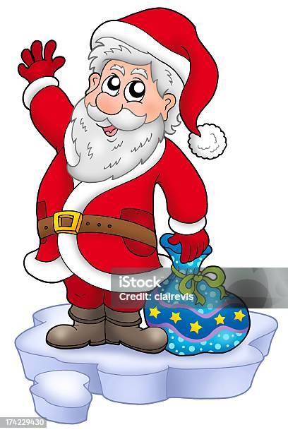 Carino Di Babbo Natale Con Doni Sulla Neve - Fotografie stock e altre immagini di Abbigliamento - Abbigliamento, Adulto, Allegro