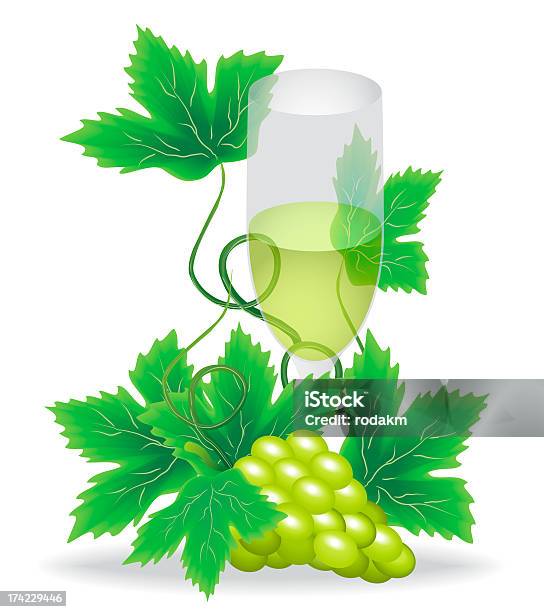 Gläser Weißwein Stock Vektor Art und mehr Bilder von Alkoholisches Getränk - Alkoholisches Getränk, Ast - Pflanzenbestandteil, Blatt - Pflanzenbestandteile