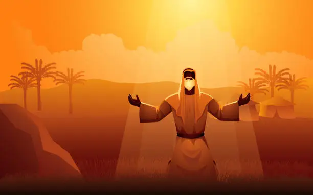 Vector illustration of God promises to bless Abraham and all of his descendants