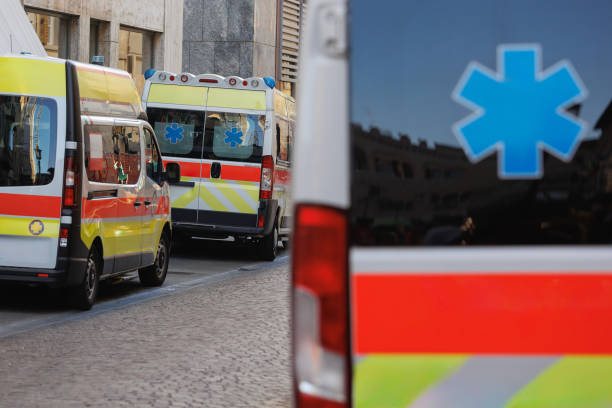 istock Ambulances on a City Street for Emergency Response 1742310357