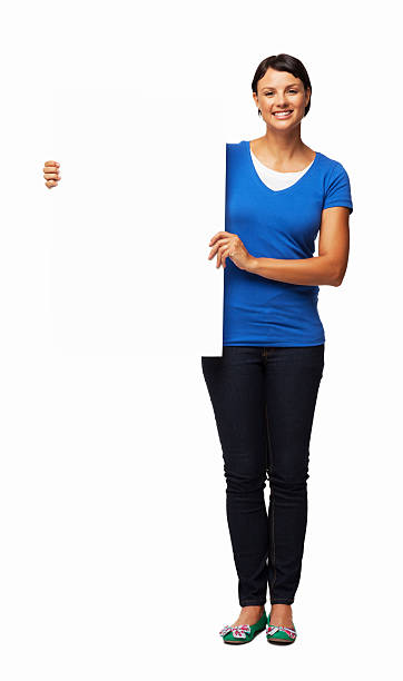 istock Young Female Holding Blank Sign - Isolated 174231329