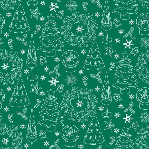 Vector illustration of Christmas pattern with handmade holiday elements