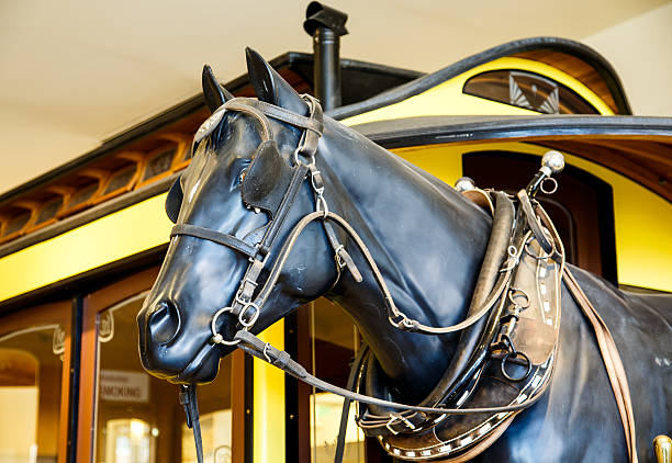 istock Statue of Horse by Old Train 174231620
