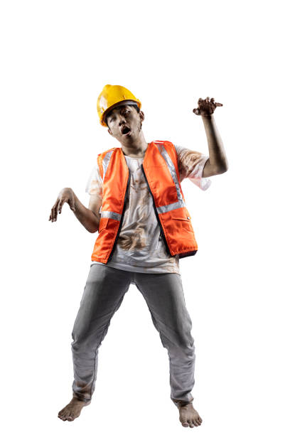 istock A scary construction worker zombie with blood and wounds on his body walking 1742320124