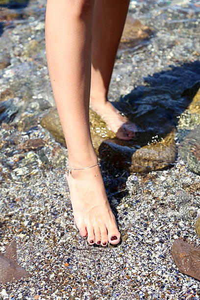 istock Woman wet feet on stones 174232060