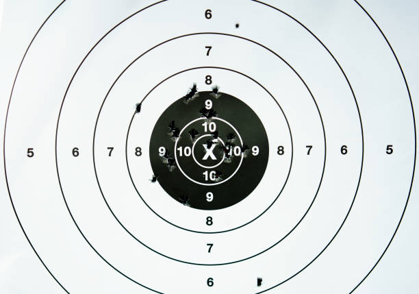 istock Target shooting practice with bullet holes. close-up 1742320759