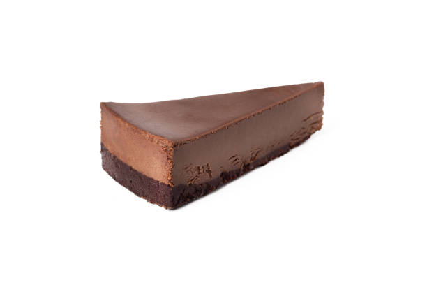 istock Slice of chocolate cheesecake on white background isolated back view 1742320766