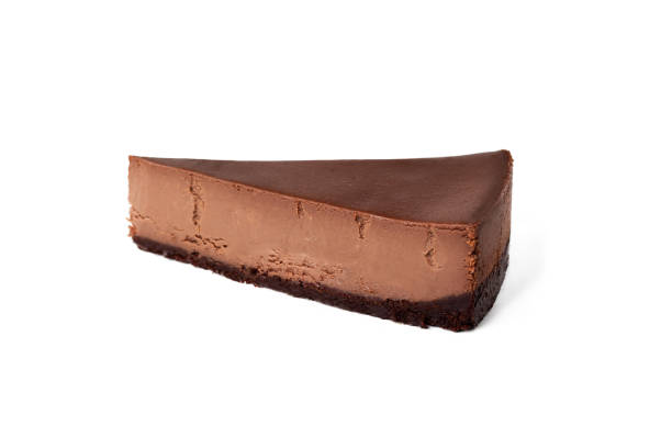 istock Slice of chocolate cheesecake on white background isolated 1742320769