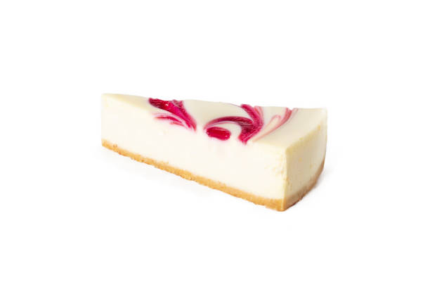 istock Slice of classical cheesecake new york strawberry or raspberry jam on white background isolated back view 1742321301