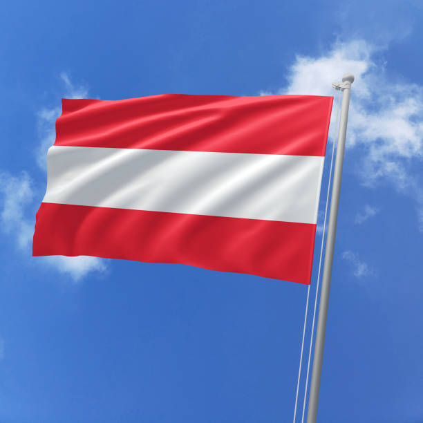 istock Austria flag fluttering in the wind on sky. 1742322524