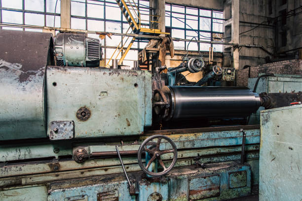 istock Old equipment, machines, tools in a rustic style in an abandoned mechanical factory 1742332006