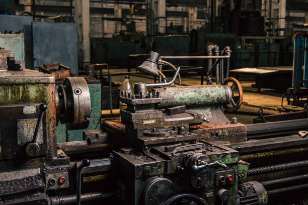 istock Old equipment, machines, tools in a rustic style in an abandoned mechanical factory 1742332588