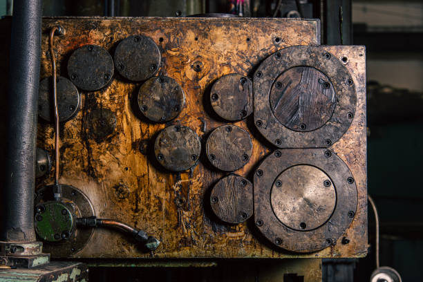 istock Old equipment, machines, tools in a rustic style in an abandoned mechanical factory 1742333125