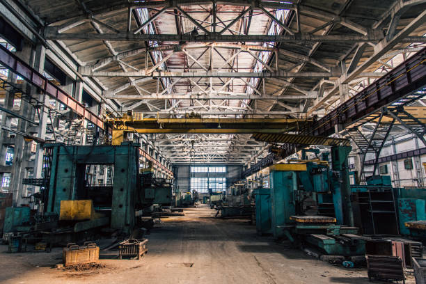 istock Old equipment, machines, tools in a rustic style in an abandoned mechanical factory 1742333703