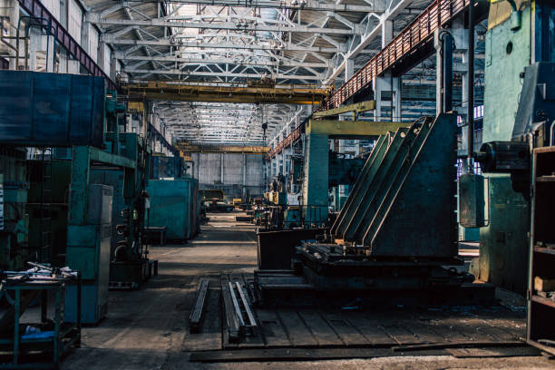 istock Old equipment, machines, tools in a rustic style in an abandoned mechanical factory 1742333756