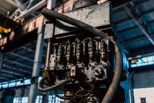 istock Old equipment, machines, tools in a rustic style in an abandoned mechanical factory 1742333895